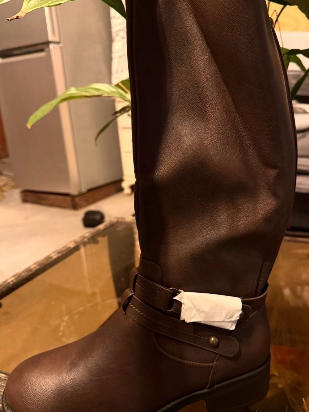 Dream Pairs Men's Brown Riding Boots with Ankle Strap